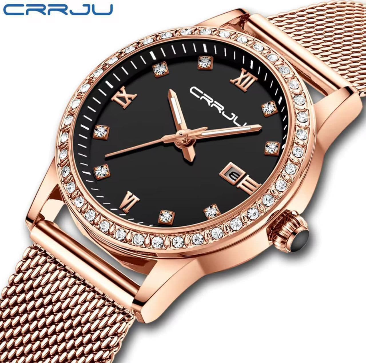 CRRJU Adjustable Mesh Strap Water Resistant Ladies Watch