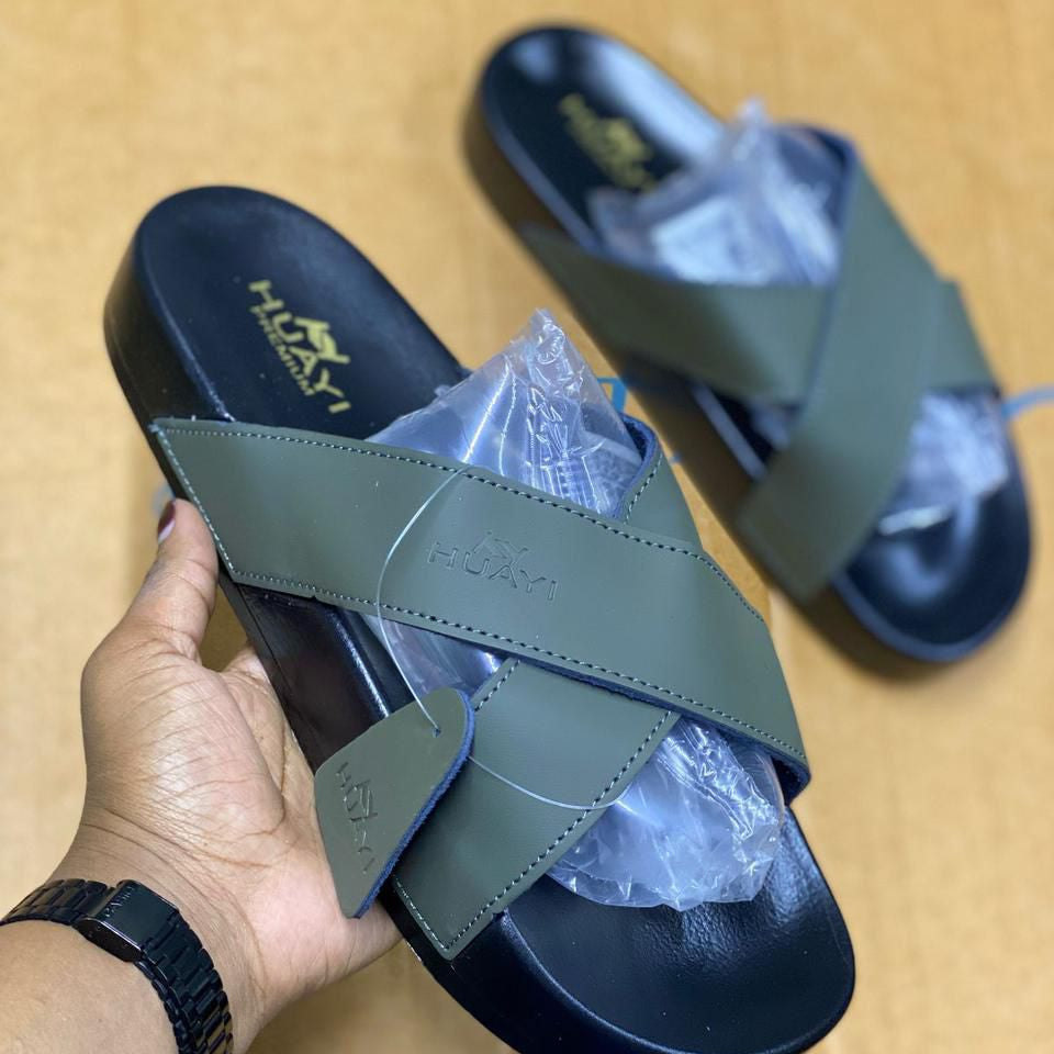 Huayi Soft Leather Rubber Sole Men's Sandals Size 40 - 45