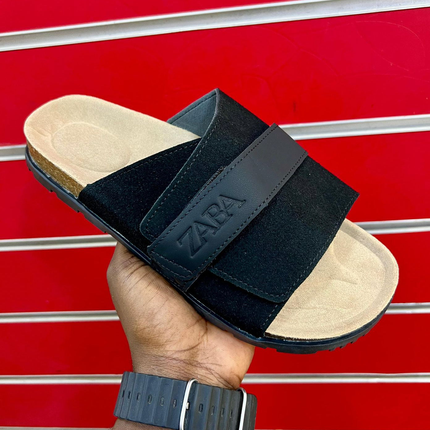 Zara Suede Rubber Sole Men's Sandals Size 40 - 45 - Black