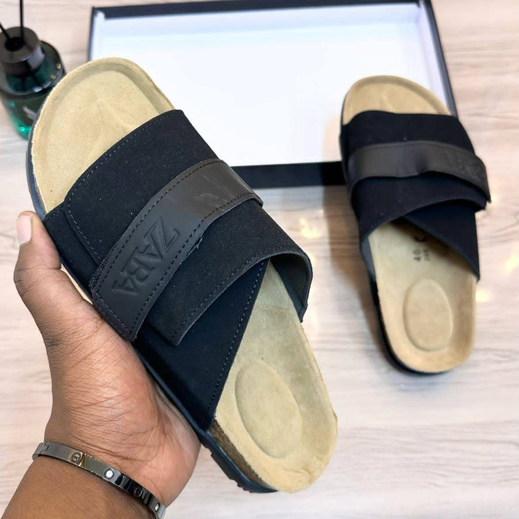 Zara Suede Rubber Sole Men's Sandals Size 40 - 45 - Black