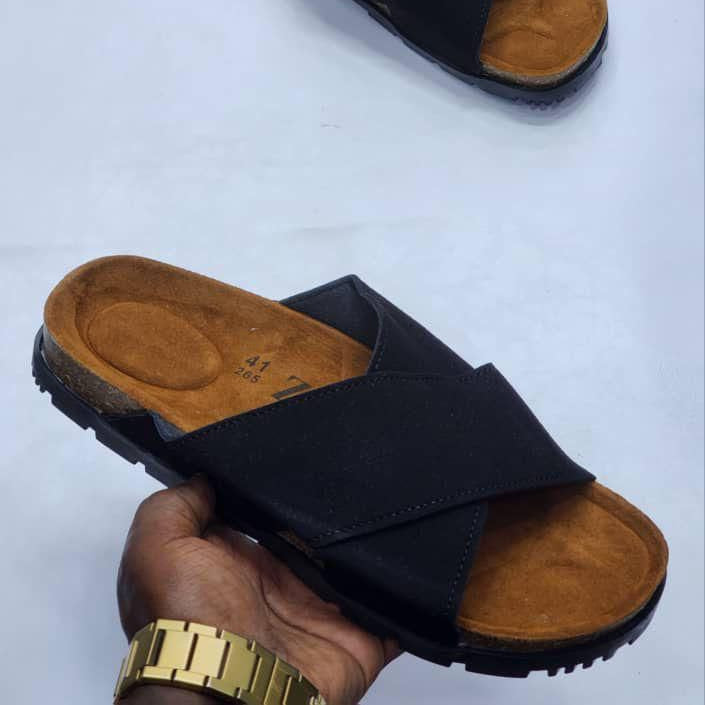 Suede Rubber Sole Men's Sandals Sizes 40 - 45 - Black